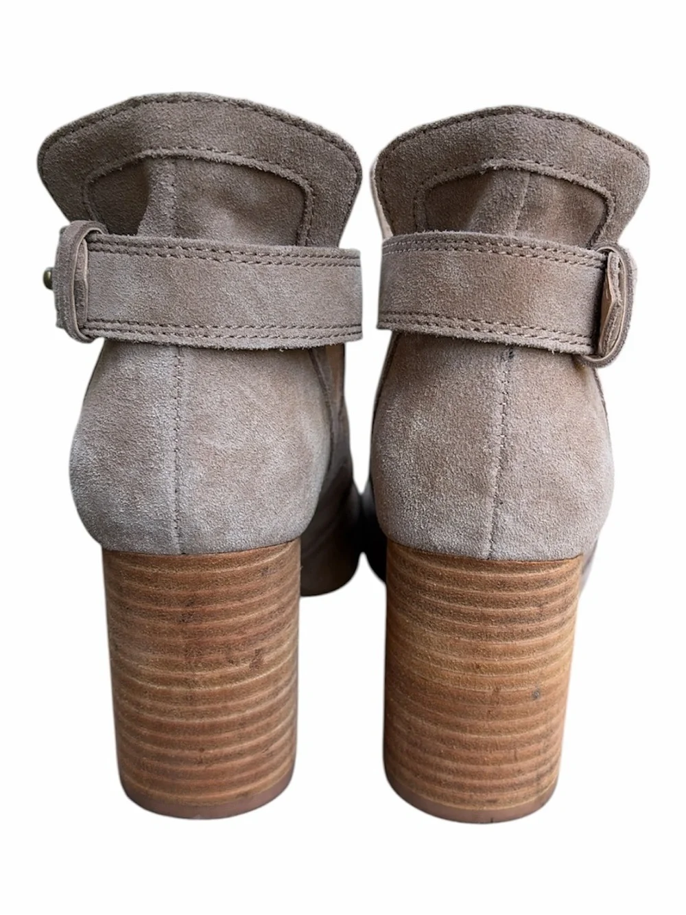 Joe's Jeans Taupe Suede Open-Toe Block Heel Booties